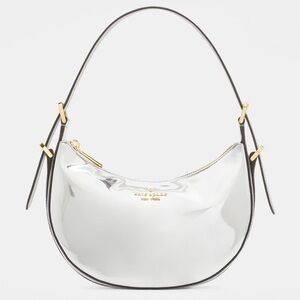♠️Kate Spade Nova Mirror Metallic Small Crescent Shoulder Bag, Silver NEW NWT